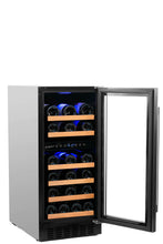 Load image into Gallery viewer, Smith &amp; Hanks 32 Bottle Dual Zone Wine Cooler, Stainless Steel Door Trim RW88DR RE100006