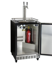 Load image into Gallery viewer, Kegco 24" Wide Dual Tap Stainless Steel Commercial Right Hinge Built-In Kegerator with Kit HK38BSC-2