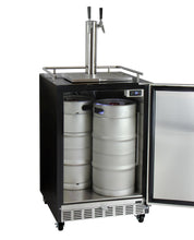 Load image into Gallery viewer, Kegco 24&quot; Wide Dual Tap Stainless Steel Commercial Right Hinge Built-In Kegerator with Kit HK38BSC-2
