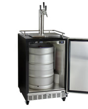 Load image into Gallery viewer, Kegco 24" Wide Triple Tap Stainless Steel Commercial Built-In Left Hinge Kegerator with Kit HK38BSC-L-3