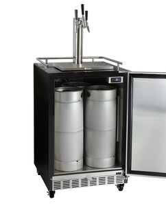 Kegco 24" Wide Triple Tap All Stainless Steel Commercial Built-In Kegerator with Kit HK38BSC-3