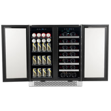 Load image into Gallery viewer, Whynter 30″ Built-In French Door Dual Zone 33 Bottle Wine Refrigerator 88 Can Beverage Center BWB-3388FDS