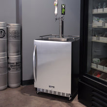 Load image into Gallery viewer, Kegco 24" Wide Dual Tap Stainless Steel Commercial Right Hinge Built-In Kegerator with Kit HK38BSC-2