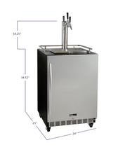 Load image into Gallery viewer, Kegco 24&quot; Wide Triple Tap All Stainless Steel Commercial Built-In Kegerator with Kit HK38BSC-3