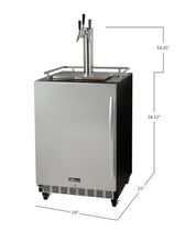 Load image into Gallery viewer, Kegco 24&quot; Wide Triple Tap Stainless Steel Commercial Built-In Left Hinge Kegerator with Kit HK38BSC-L-3