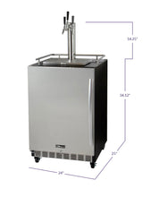 Load image into Gallery viewer, Kegco 24" Wide Triple Tap Stainless Steel Commercial Built-In Left Hinge Kegerator with Kit HK38BSC-L-3