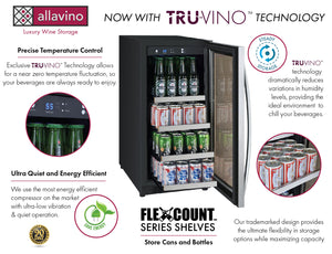 Allavino 15" Wide FlexCount II Tru-Vino Stainless Steel Left Hinge Beverage Center AO VSBC15-SL20