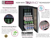 Load image into Gallery viewer, Allavino 15&quot; Wide FlexCount II Tru-Vino Stainless Steel Right Hinge Beverage Center AO VSBC15-SR20