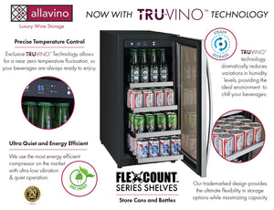 Allavino 15" Wide FlexCount II Tru-Vino Stainless Steel Right Hinge Beverage Center AO VSBC15-SR20