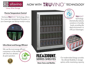 Allavino 24" Wide FlexCount II Tru-Vino Stainless Steel Right Hinge Beverage Center AO VSBC24-SR20