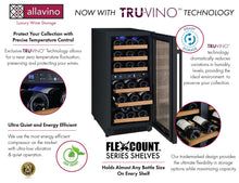 Load image into Gallery viewer, Allavino 15&quot; Wide FlexCount II Tru-Vino Technology 30 Bottle Dual Zone Black Wine Refrigerator AO VSWR30-2BR20