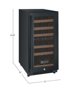 Allavino 15" Wide FlexCount II Tru-Vino Technology 30 Bottle Dual Zone Black Wine Refrigerator AO VSWR30-2BR20