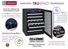 Load image into Gallery viewer, Allavino 24&quot; Wide FlexCount II Tru-Vino 56 Bottle Single Zone Stainless Steel Right Hinge Wine Refrigerator AO VSWR56-1SR20