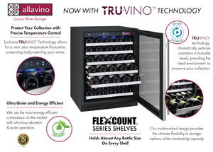 Allavino 24" Wide FlexCount II Tru-Vino 56 Bottle Single Zone Stainless Steel Right Hinge Wine Refrigerator AO VSWR56-1SR20