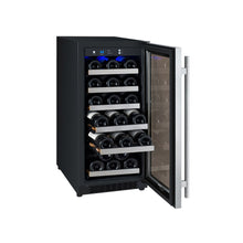 Load image into Gallery viewer, Allavino 15" Wide FlexCount II Tru-Vino 30 Bottle Single Zone Stainless Steel Right Hinge Wine Refrigerator AO VSWR30-1SR20