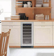 Load image into Gallery viewer, Allavino 15" Wide FlexCount II Tru-Vino 30 Bottle Single Zone Stainless Steel Right Hinge Wine Refrigerator AO VSWR30-1SR20