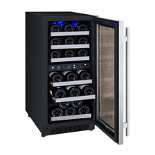 Load image into Gallery viewer, Allavino 15&quot; Wide FlexCount II Tru-Vino 30 Bottle Dual Zone Stainless Steel Right Hinge Wine Refrigerator AO VSWR30-2SR20