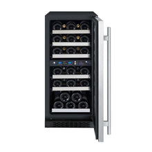 Load image into Gallery viewer, Allavino 15&quot; Wide FlexCount II Tru-Vino 30 Bottle Dual Zone Stainless Steel Right Hinge Wine Refrigerator AO VSWR30-2SR20