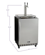 Load image into Gallery viewer, Kegco 24&quot; Wide Dual Tap Stainless Steel Commercial Right Hinge Built-In Kegerator with Kit HK38BSC-2