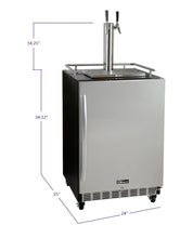 Load image into Gallery viewer, Kegco 24" Wide Dual Tap Stainless Steel Commercial Right Hinge Built-In Kegerator with Kit HK38BSC-2