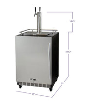 Load image into Gallery viewer, Kegco 24&quot; Wide Dual Tap Stainless Steel Commercial Built-In Left Hinge Kegerator with Kit HK38BSC-L-2