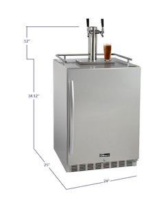 Kegco 24" Wide Cold Brew Coffee Dual Tap All Stainless Steel Outdoor Built-In Right Hinge Kegerator ICHK38SSU-2