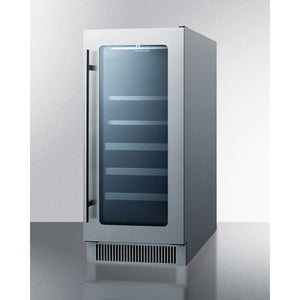 Summit 15" Wide Built-In Wine/Beverage Center Ultra thin tinted door with seamless stainless steel trim CL151WBVCSS