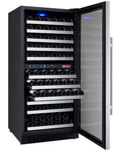 Allavino 24" Wide FlexCount II Tru-Vino 121 Bottle Dual Zone Stainless Steel Right Hinge Wine Refrigerator AO VSWR121-2SR20