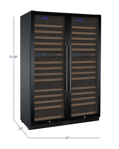 Allavino 47" Wide FlexCount II Tru-Vino 344 Bottle Four Zone Black Side-by-Side Wine Refrigerator BF 2X-VSWR172-2B20