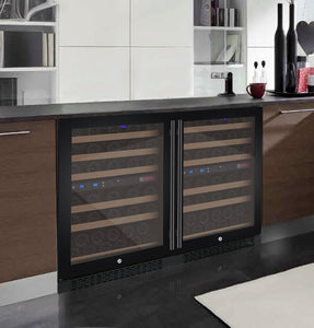 Allavino 47" Wide FlexCount II Tru-Vino 112 Bottle Four Zone Black Side-by-Side Wine Refrigerator BF 2X-VSWR56-2B20