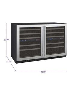 Allavino 47" Wide FlexCount II Tru-Vino 112 Bottle Four Zone Stainless Steel Side-by-Side Wine Refrigerator BF 2X-VSWR56-2S20