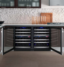 Load image into Gallery viewer, Allavino 47&quot; Wide FlexCount II Tru-Vino 112 Bottle Four Zone Stainless Steel Side-by-Side Wine Refrigerator BF 2X-VSWR56-2S20