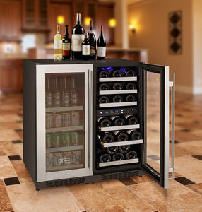 Allavino 30" Wide FlexCount II Tru-Vino 30 Bottle/88 Can Dual Zone Stainless Steel Side-by-Side Wine Refrigerator/Beverage Center BF 3Z-VSWB15-3S20