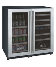 Load image into Gallery viewer, Allavino 30&quot; Wide FlexCount II Tru-Vino 30 Bottle/88 Can Dual Zone Stainless Steel Side-by-Side Wine Refrigerator/Beverage Center BF 3Z-VSWB15-3S20