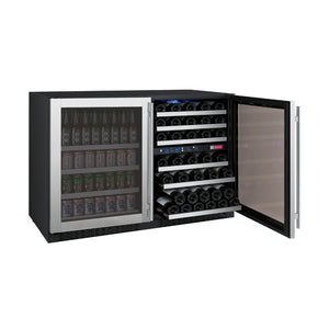 Allavino 47" Wide FlexCount II Tru-Vino 56 Bottle/124 Can Stainless Steel Side-by-Side Wine Refrigerator/Beverage Center BF 3Z-VSWB24-3S20