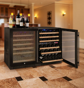 Allavino 47" Wide FlexCount II Tru-Vino 112 Bottle Three Zone Black Side-by-Side Wine Refrigerator BF 3Z-VSWR5656-B20