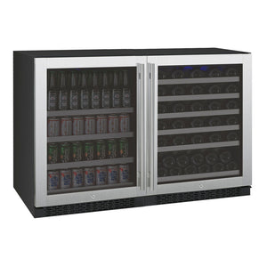 Allavino 47" Wide FlexCount II Series 56 Bottle/154 Can Dual Zone Stainless Steel Side-by-Side Wine Refrigerator/Beverage Center BF 3Z-VSWB24-2S20