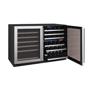 Allavino 47" Wide FlexCount II Tru-Vino 112 Bottle Three Zone Stainless Steel Side-by-Side Wine Refrigerator BF 3Z-VSWR5656-S20