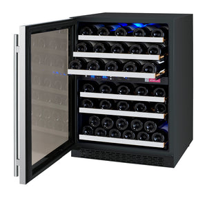 Allavino 24" Wide FlexCount II Tru-Vino 56 Bottle Dual Zone Stainless Steel Left Hinge Wine Refrigerator AO VSWR56-2SL20