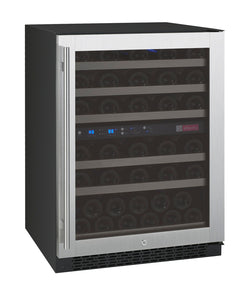 Allavino 24" Wide FlexCount II Tru-Vino 56 Bottle Dual Zone Stainless Steel Right Hinge Wine Refrigerator AO VSWR56-2SR20