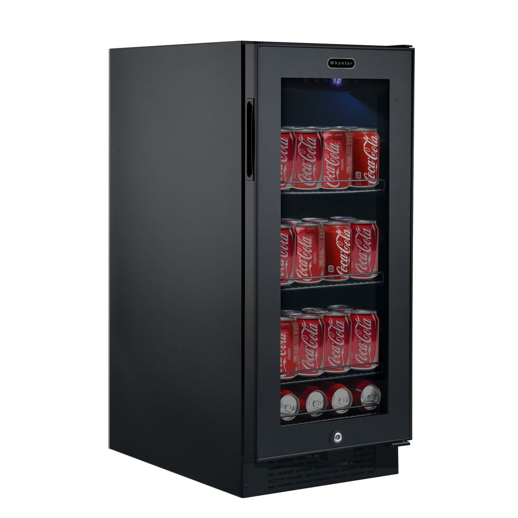 Whynter Built-in Black Glass 80-can capacity 3.4 cu ft. Beverage Refrigerator BBR-801BG