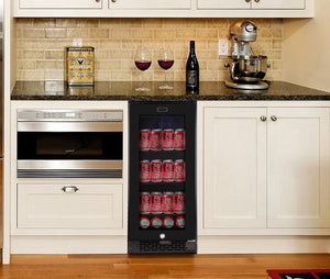 Whynter Built-in Black Glass 80-can capacity 3.4 cu ft. Beverage Refrigerator BBR-801BG