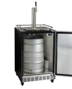 Kegco 24" Wide Single Tap Stainless Steel Commercial Built-In Right Hinge Digital Kegerator with Kit HK38BSC-1