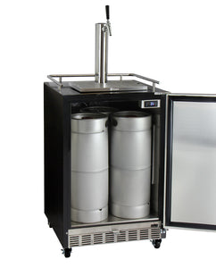 Kegco 24" Wide Single Tap Stainless Steel Commercial Built-In Left Hinge Kegerator with Kit HK38BSC-L-1