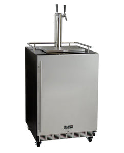 Kegco 24" Wide Dual Tap Stainless Steel Commercial Right Hinge Built-In Kegerator with Kit HK38BSC-2