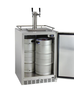 Kegco 24" Wide Cold Brew Coffee Dual Tap All Stainless Steel Outdoor Built-In Right Hinge Kegerator ICHK38SSU-2