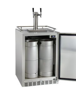 Kegco 24" Wide Cold Brew Coffee Dual Tap All Stainless Steel Outdoor Built-In Right Hinge Kegerator ICHK38SSU-2