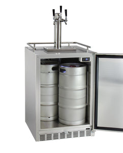 Kegco 24" Wide Cold Brew Coffee Triple Tap All Stainless Steel Outdoor Built-In Right Hinge Kegerator ICHK38SSU-3