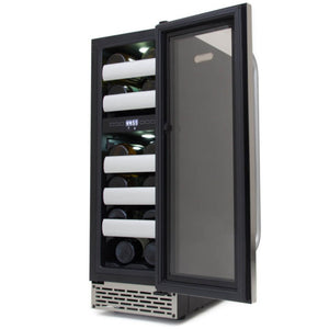 Whynter Elite 17 Bottle Seamless Stainless Steel Door Dual Zone Built-in Wine Refrigerator BWR-171DS