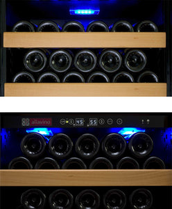 Allavino 63" Wide Vite II Tru-Vino 554 Bottle Dual Zone Black Side-by-Side Wine Refrigerator BF 2X-YHWR305-1B20